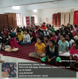 Interactive awareness session for mental health at BJB College ladies hostel Karubaki on dt- 26-02-2024.